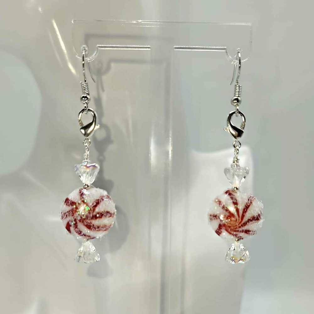 Peppermint Sparkle Christmas Holiday Earrings